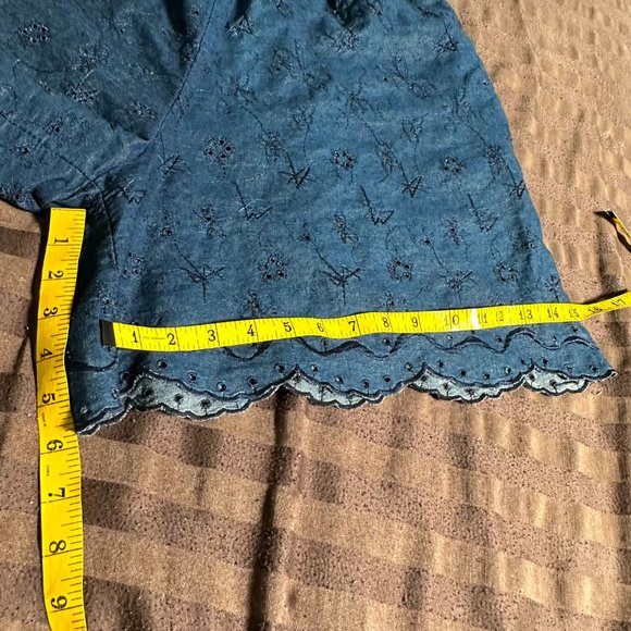 Vtg Gene Ewing Bis Denim Eyelet Shorts-Sz S/L - Picture 5 of 11